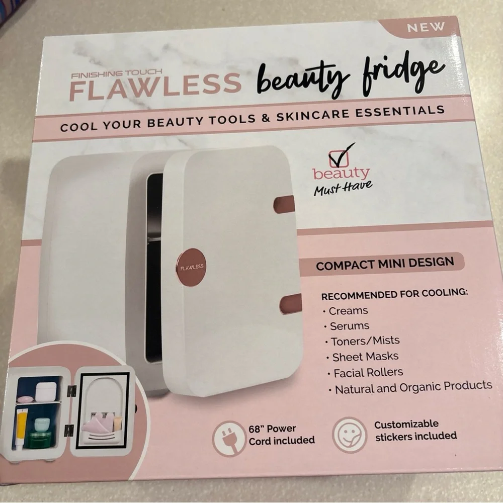 Flawless Beauty Mini Fridge - White and Pink
